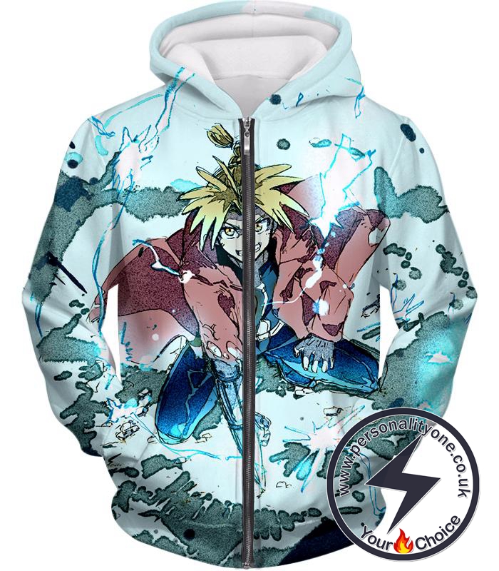 Fullmetal Alchemist Edward Elrich Ultimate Anime Action Cool Graphic Zip Up Hoodie